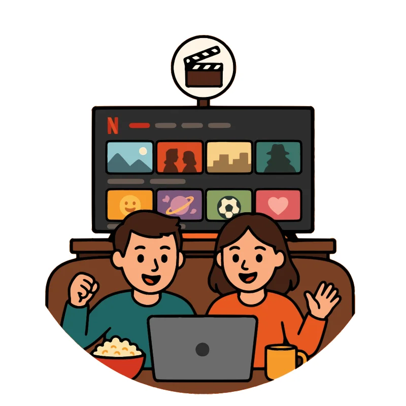 Two friends watching Netflix together on a couch